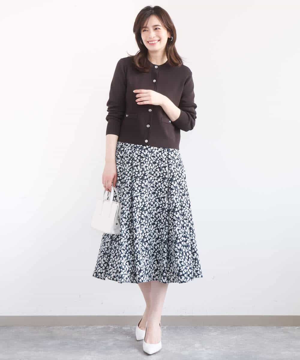 FIHGD13090 OFUON le MK(オフオン　ル　エムケー) レトロフラワープリントスカート/洗える ベージュ