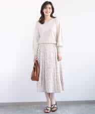 FIHGD13090 OFUON le MK(オフオン　ル　エムケー) レトロフラワープリントスカート/洗える ベージュ