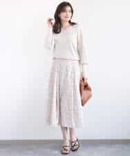 FIHGD13090 OFUON le MK(オフオン　ル　エムケー) レトロフラワープリントスカート/洗える ベージュ