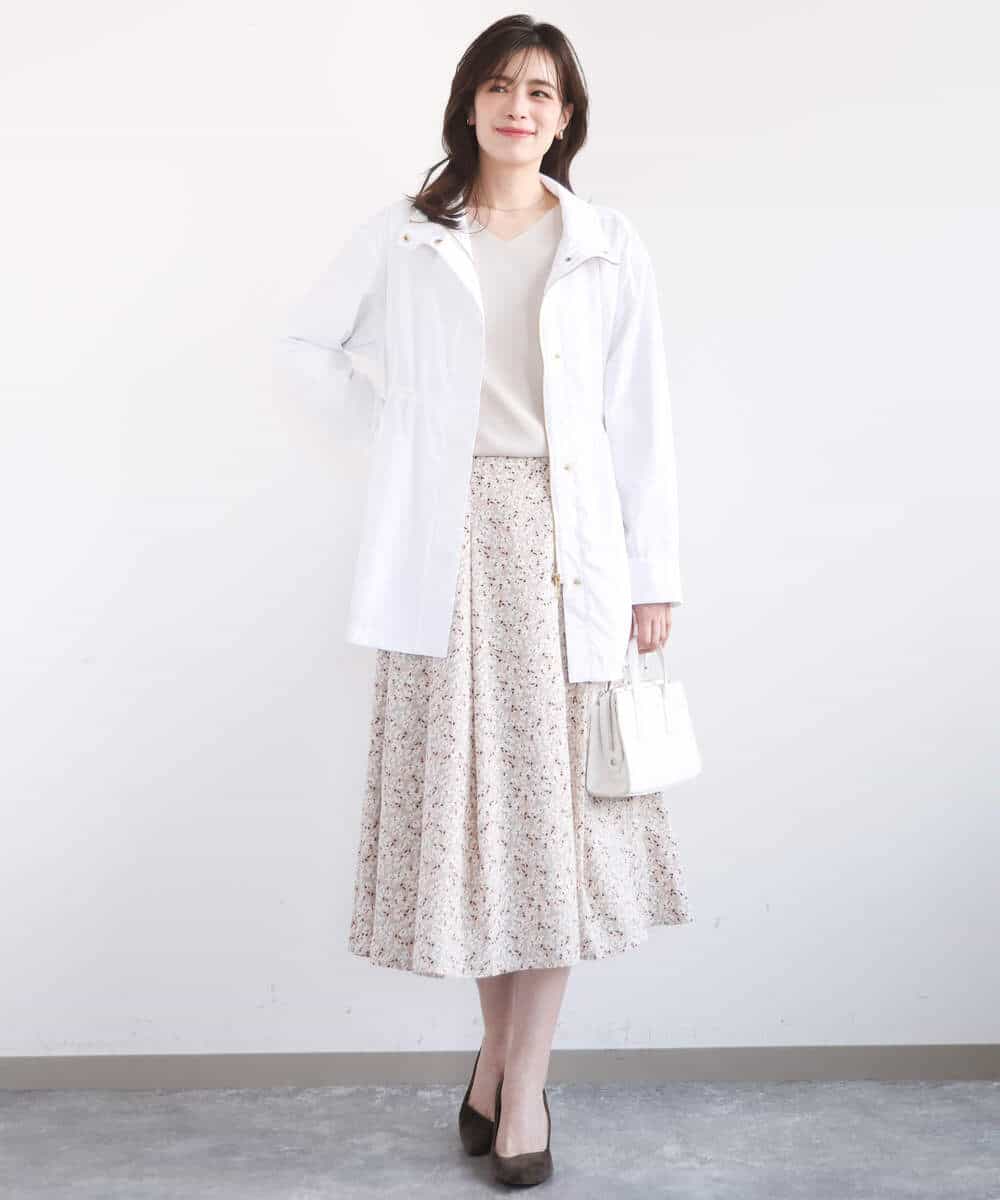 FIHGD13090 OFUON le MK(オフオン　ル　エムケー) レトロフラワープリントスカート/洗える ベージュ