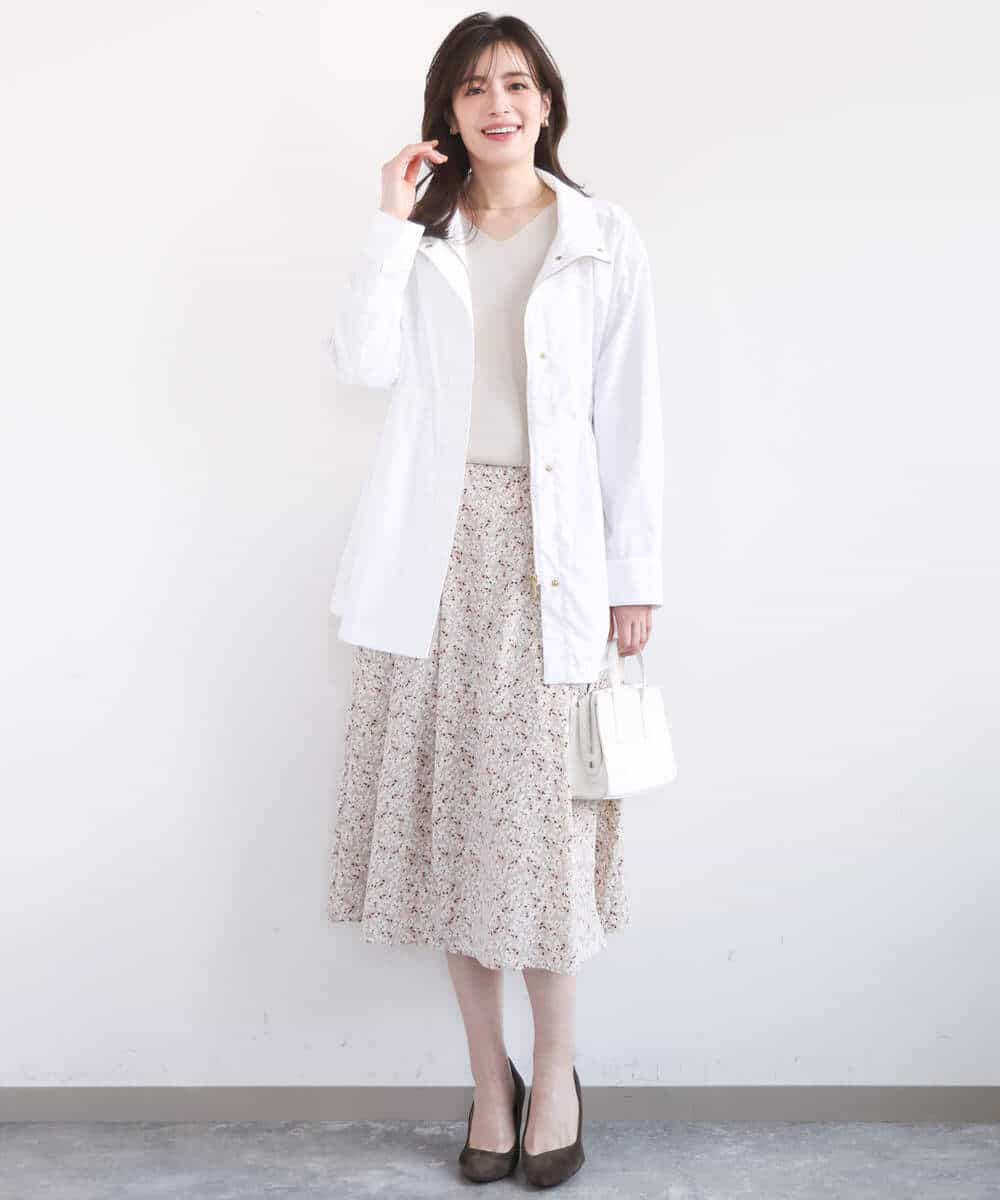 FIHGD13090 OFUON le MK(オフオン　ル　エムケー) レトロフラワープリントスカート/洗える ベージュ