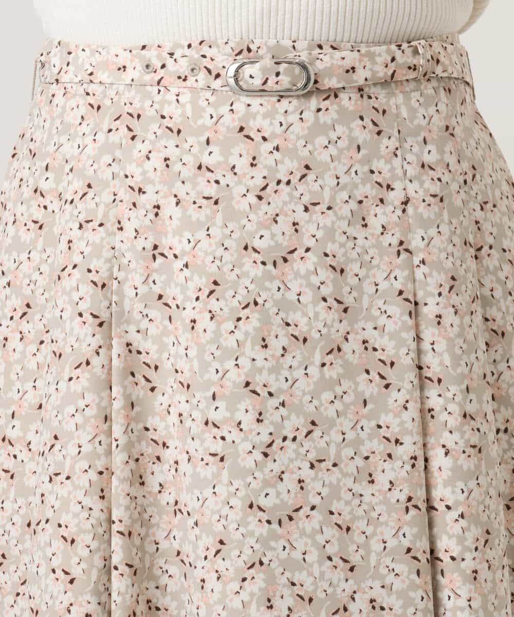 FIHGD13090 OFUON le MK(オフオン　ル　エムケー) レトロフラワープリントスカート/洗える ベージュ