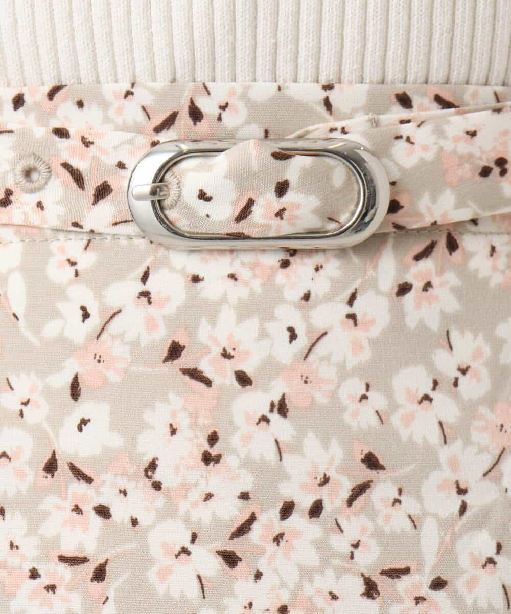 FIHGD13090 OFUON le MK(オフオン　ル　エムケー) レトロフラワープリントスカート/洗える ベージュ