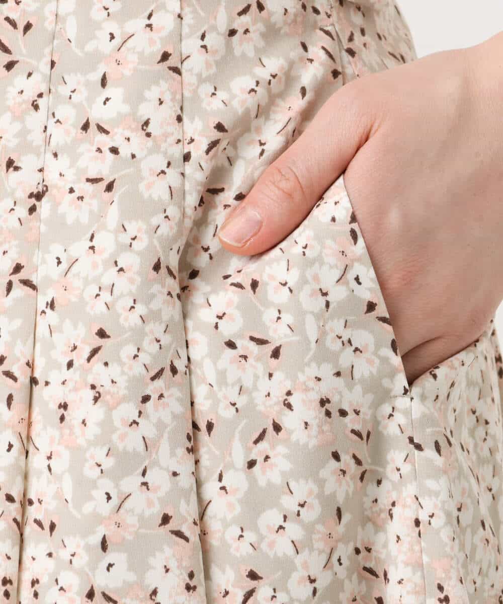 FIHGD13090 OFUON le MK(オフオン　ル　エムケー) レトロフラワープリントスカート/洗える ベージュ