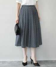 FIHGD19090 OFUON le MK(オフオン　ル　エムケー) ウエストタック格子柄フレアスカート/洗濯機で洗える/セットアップ可 ブルーグリーン