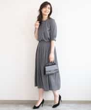 FIHGD19090 OFUON le MK(オフオン　ル　エムケー) ウエストタック格子柄フレアスカート/洗濯機で洗える/セットアップ可 ブルーグリーン