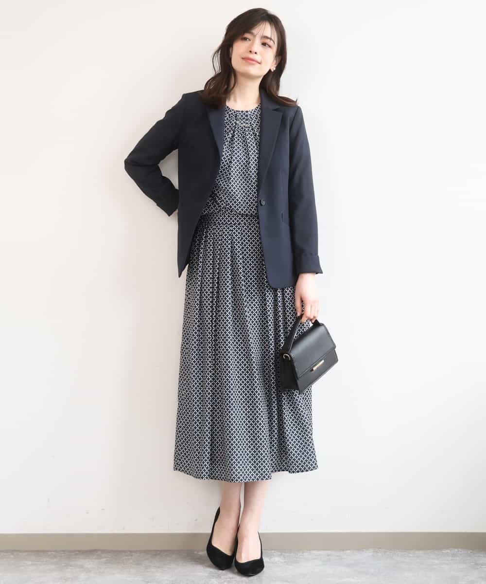 FIHGD19090 OFUON le MK(オフオン　ル　エムケー) ウエストタック格子柄フレアスカート/洗濯機で洗える/セットアップ可 ブルーグリーン