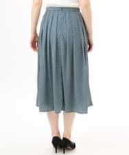 FIHGD19090 OFUON le MK(オフオン　ル　エムケー) ウエストタック格子柄フレアスカート/洗濯機で洗える/セットアップ可 ブルーグリーン