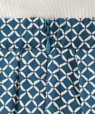 FIHGD19090 OFUON le MK(オフオン　ル　エムケー) ウエストタック格子柄フレアスカート/洗濯機で洗える/セットアップ可 ブルーグリーン