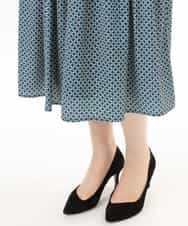 FIHGD19090 OFUON le MK(オフオン　ル　エムケー) ウエストタック格子柄フレアスカート/洗濯機で洗える/セットアップ可 ブルーグリーン