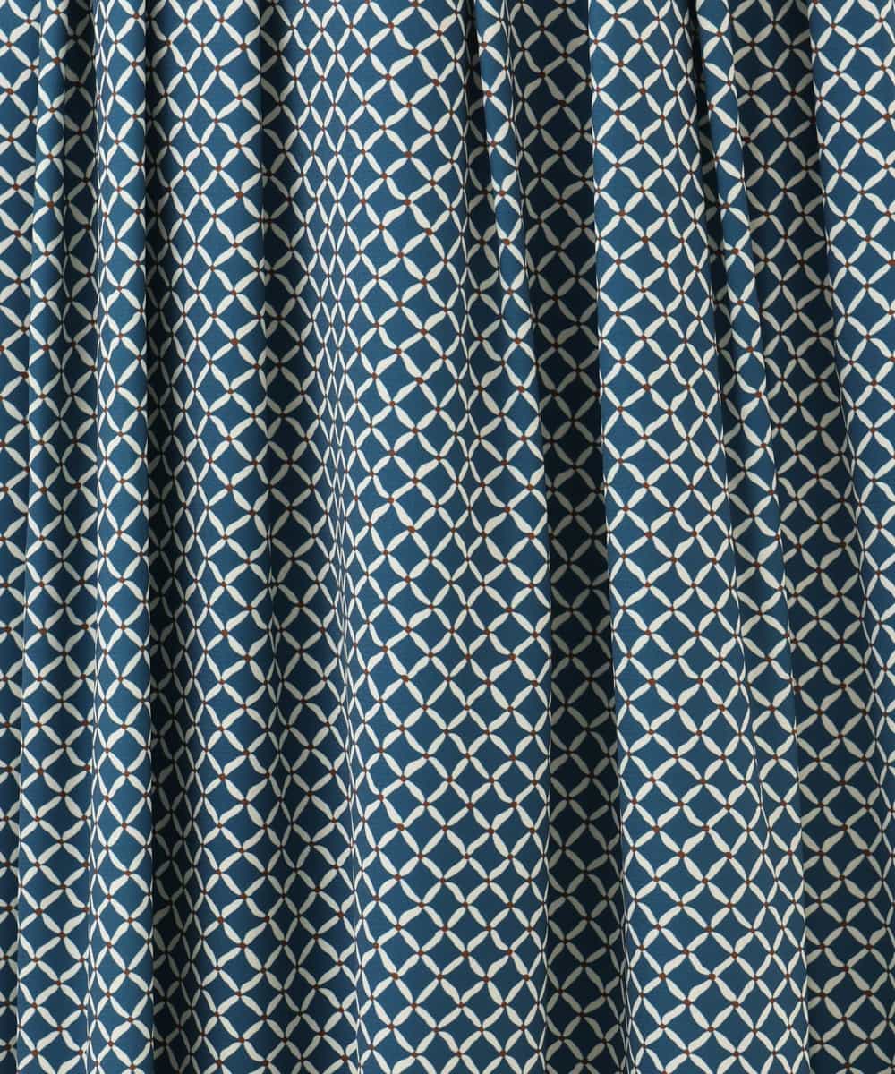 FIHGD19090 OFUON le MK(オフオン　ル　エムケー) ウエストタック格子柄フレアスカート/洗濯機で洗える/セットアップ可 ブルーグリーン