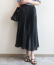 FIHGD24090 OFUON le MK(オフオン　ル　エムケー) シアープリーツロングスカート/洗える ダークグレー