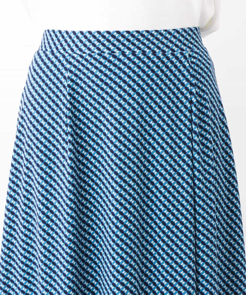 FIHGV40080 OFUON(オフオン　ル　エムケー) 幾何柄フレアースカート/洗える ブルー
