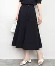 FIHHD27090 OFUON le MK(オフオン　ル　エムケー) ベルト付きフレアスカート/接触冷感/UVカット/洗える/セットアップ可 ネイビー