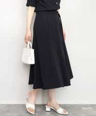 FIHHD27090 OFUON le MK(オフオン　ル　エムケー) ベルト付きフレアスカート/接触冷感/UVカット/洗える/セットアップ可 ネイビー