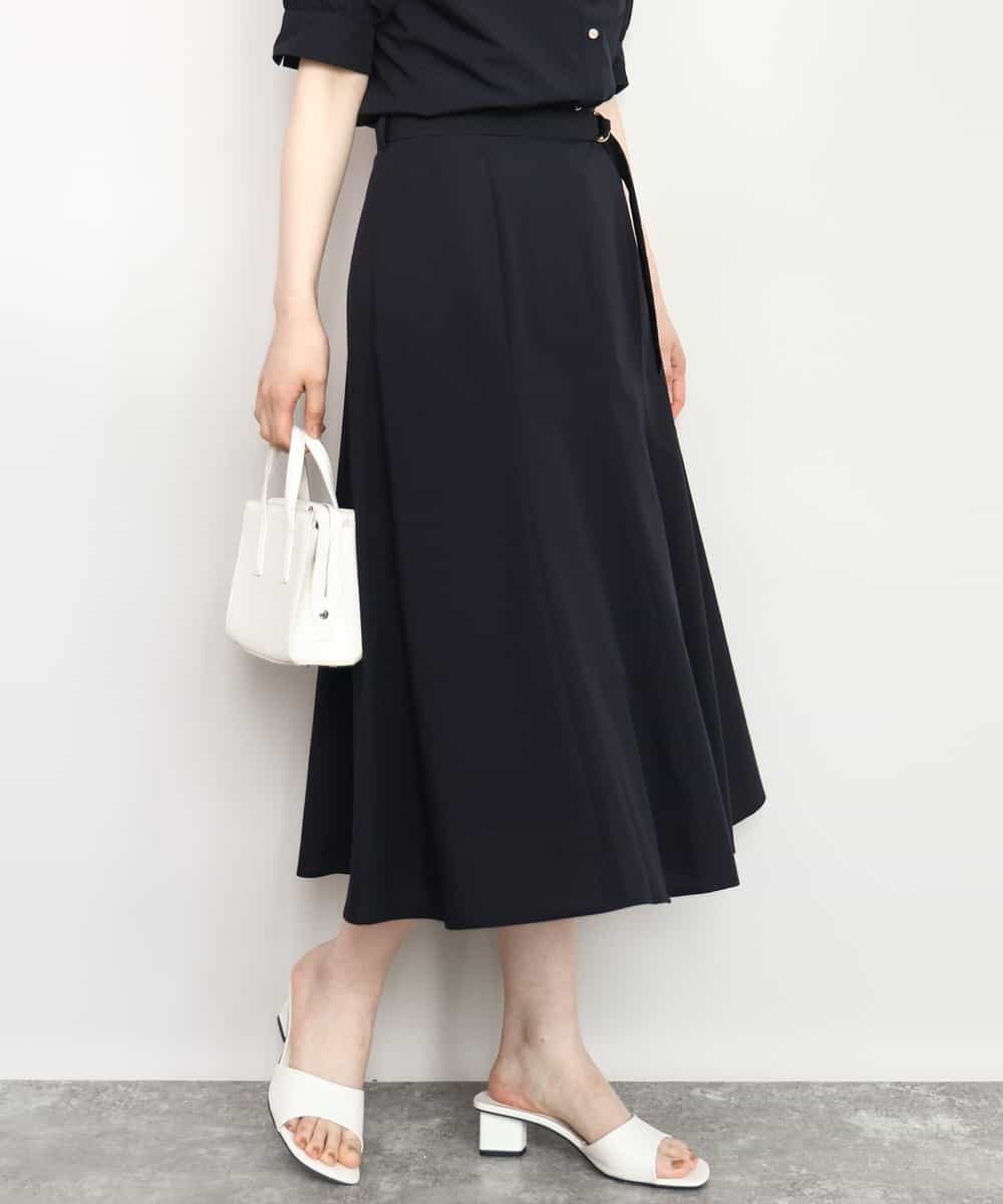 FIHHD27090 OFUON le MK(オフオン　ル　エムケー) ベルト付きフレアスカート/接触冷感/UVカット/洗える/セットアップ可 ネイビー