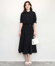 FIHHD27090 OFUON le MK(オフオン　ル　エムケー) ベルト付きフレアスカート/接触冷感/UVカット/洗える/セットアップ可 ネイビー