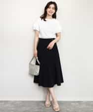 FIHHD27090 OFUON le MK(オフオン　ル　エムケー) ベルト付きフレアスカート/接触冷感/UVカット/洗える/セットアップ可 ネイビー