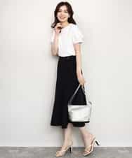 FIHHD27090 OFUON le MK(オフオン　ル　エムケー) ベルト付きフレアスカート/接触冷感/UVカット/洗える/セットアップ可 ネイビー