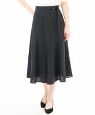 FIHHD27090 OFUON le MK(オフオン　ル　エムケー) ベルト付きフレアスカート/接触冷感/UVカット/洗える/セットアップ可 ネイビー