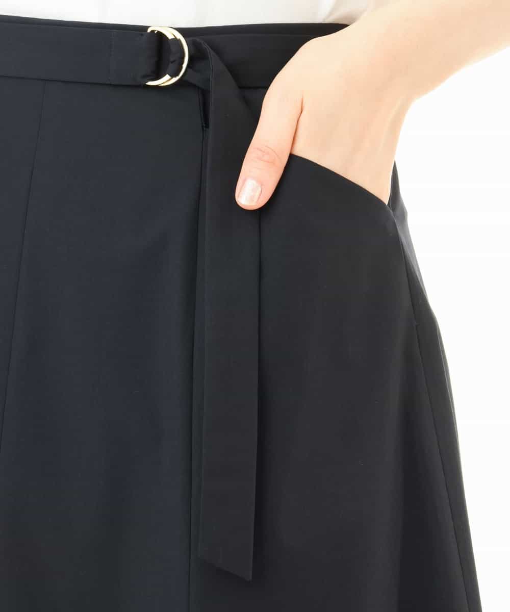 FIHHD27090 OFUON le MK(オフオン　ル　エムケー) ベルト付きフレアスカート/接触冷感/UVカット/洗える/セットアップ可 ネイビー