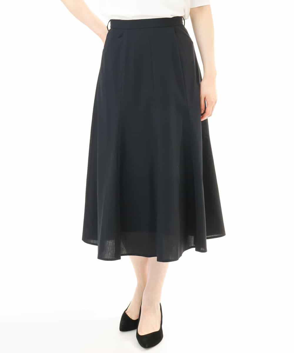 FIHHD27090 OFUON le MK(オフオン　ル　エムケー) ベルト付きフレアスカート/接触冷感/UVカット/洗える/セットアップ可 ネイビー