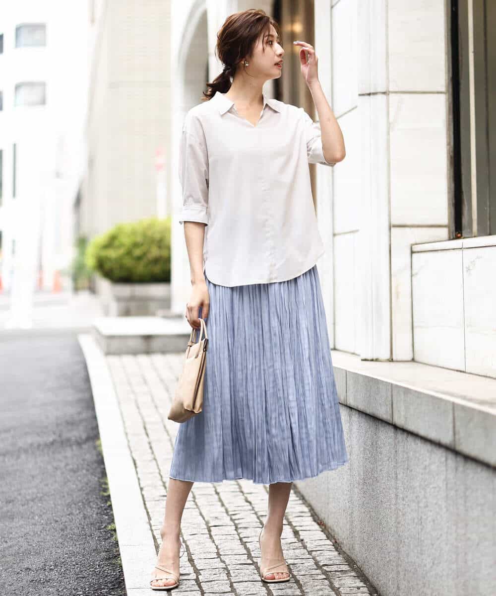 NOLLEY'S（ノーリーズ）の「ウォッシャブルサテンフレアスカート
