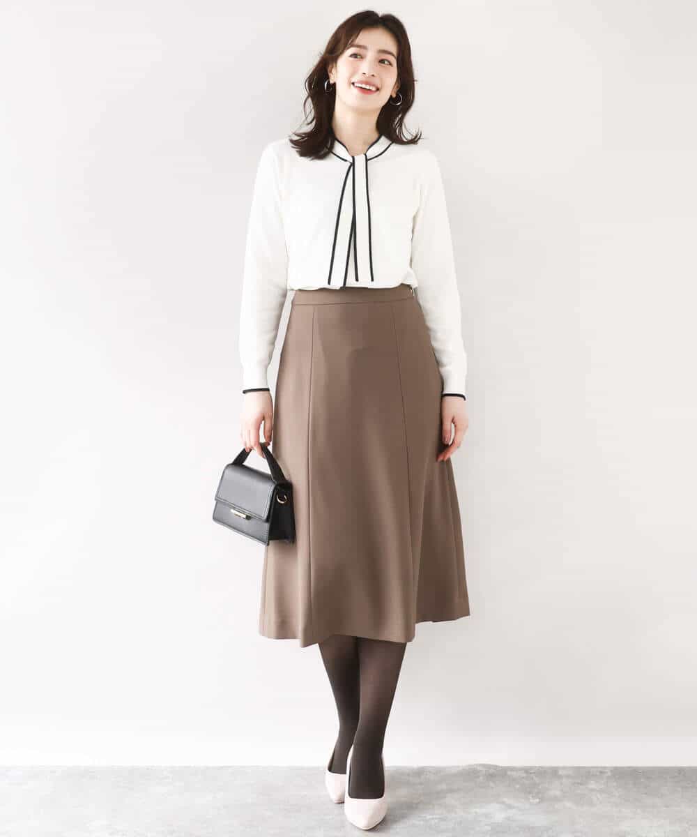FIHJA52070 OFUON le MK(オフオン　ル　エムケー) [セットアップ対応]タックディティールスカート/洗える/WEB限定サイズあり ベージュ