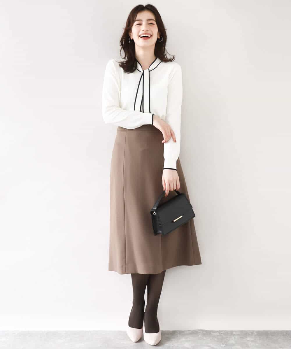 FIHJA52070 OFUON le MK(オフオン　ル　エムケー) [セットアップ対応]タックディティールスカート/洗える/WEB限定サイズあり ベージュ