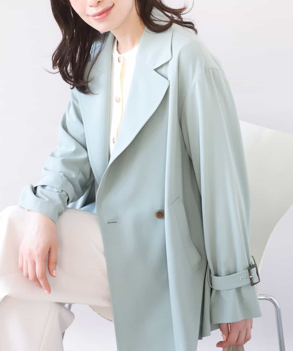 FIJFD08130 OFUON le MK(オフオン　ル　エムケー) ショート丈ツイルトレンチコート/洗える/WEB限定サイズあり ミント