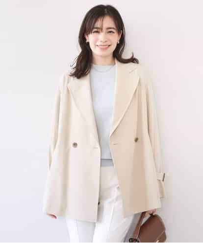 FIJFD08130 OFUON le MK ショート丈ツイルトレンチコート/洗える/WEB限定サイズあり