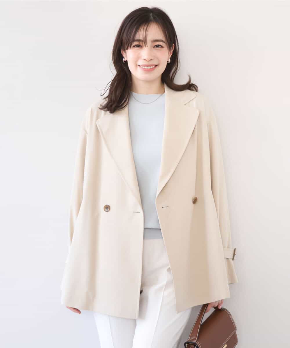 FIJFD08130 OFUON le MK(オフオン　ル　エムケー) ショート丈ツイルトレンチコート/洗える/WEB限定サイズあり ベージュ