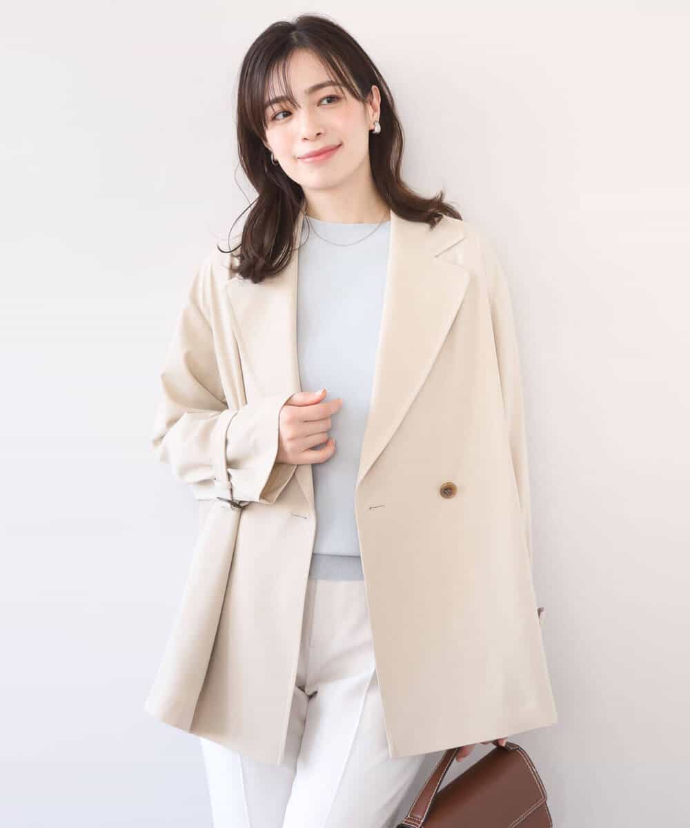 FIJFD08130 OFUON le MK(オフオン　ル　エムケー) ショート丈ツイルトレンチコート/洗える/WEB限定サイズあり ベージュ