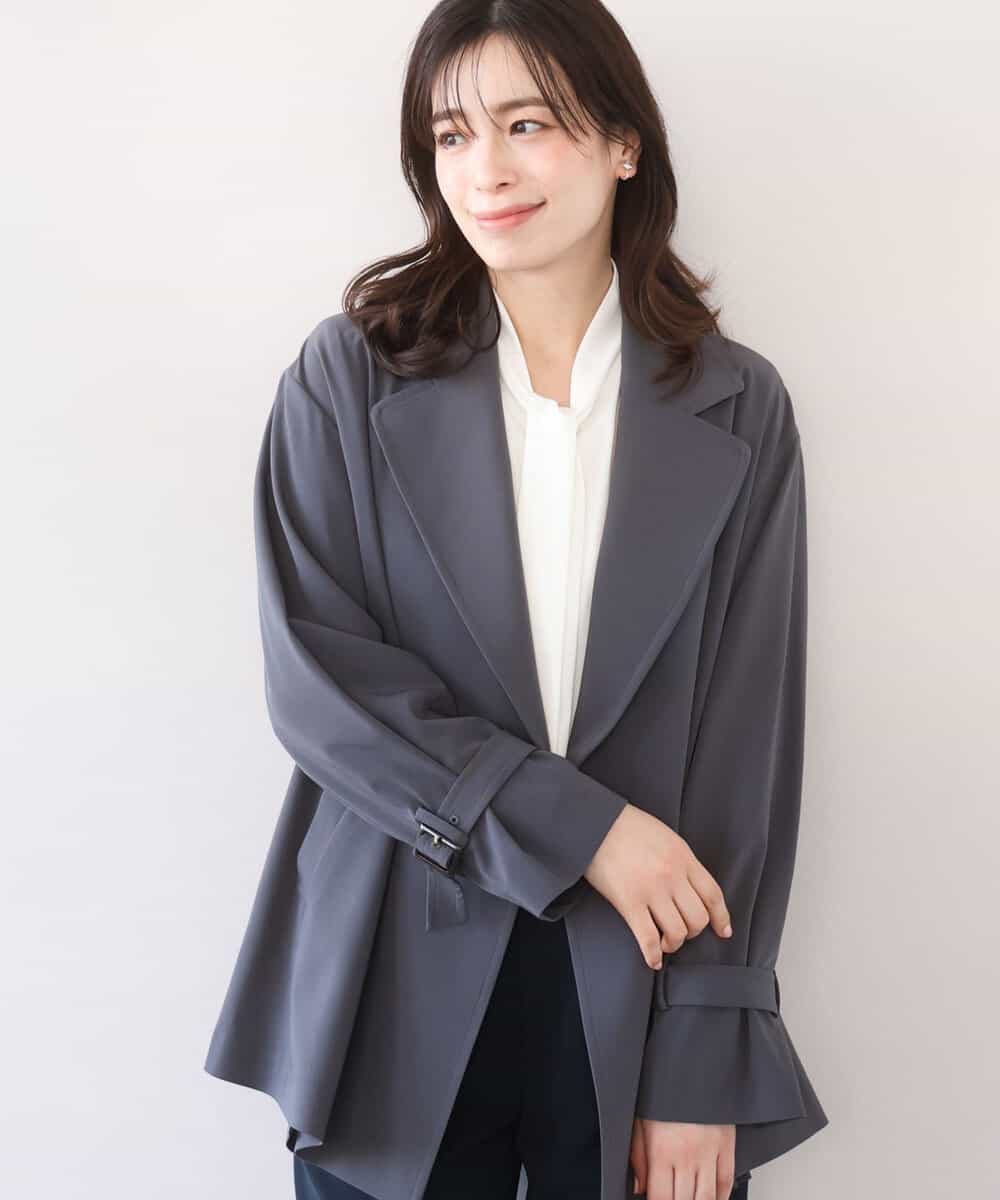 FIJFD08130 OFUON le MK(オフオン　ル　エムケー) ショート丈ツイルトレンチコート/洗える/WEB限定サイズあり ダークグレー