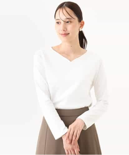 FIKAD10050 OFUON le MK ハートネックコットンカットソー/洗える/WEB限定サイズあり
