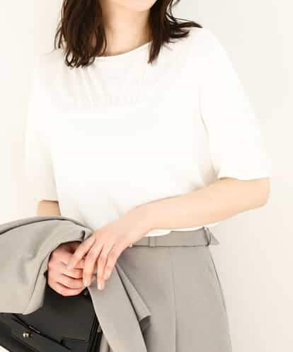 FIKGA05050 OFUON le MK ギャザーデザインカットソー/接触冷感・UVカット/洗える/WEB限定サイズあり