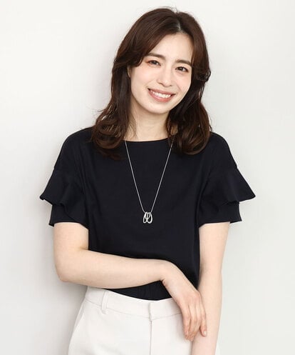 FIKGA06050 OFUON le MK フリルデザインスリーブカットソー/接触冷感/洗える/WEB限定サイズあり