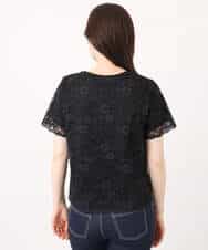 FIKHA42070 OFUON le MK(オフオン　ル　エムケー) スカラップレースTシャツ/接触冷感/洗える/WEB限定サイズあり ブラック