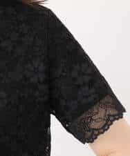 FIKHA42070 OFUON le MK(オフオン　ル　エムケー) スカラップレースTシャツ/接触冷感/洗える/WEB限定サイズあり ブラック