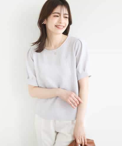 FIKJA01054 OFUON le MK ふくれシャーリングパフスリーブトップス/洗える/WEB限定サイズあり