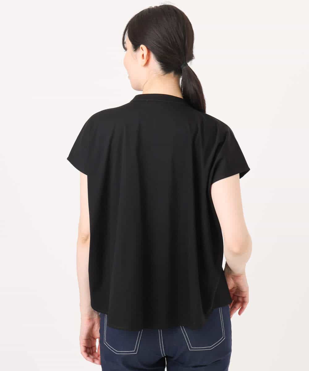 FIKJA08063 OFUON le MK(オフオン　ル　エムケー) ラッフルタイデザインカットソー/接触冷感/洗える/WEB限定サイズあり ブラック