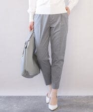 FILAD14080 OFUON le MK(オフオン　ル　エムケー) [名品シリーズ]ストレッチテーパードパンツ（ストライプ・無地） ライトグレー（ストライプ）