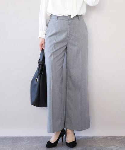 FILAD15090  [名品シリーズ]ストレッチワイドパンツ（ストライプ・無地）