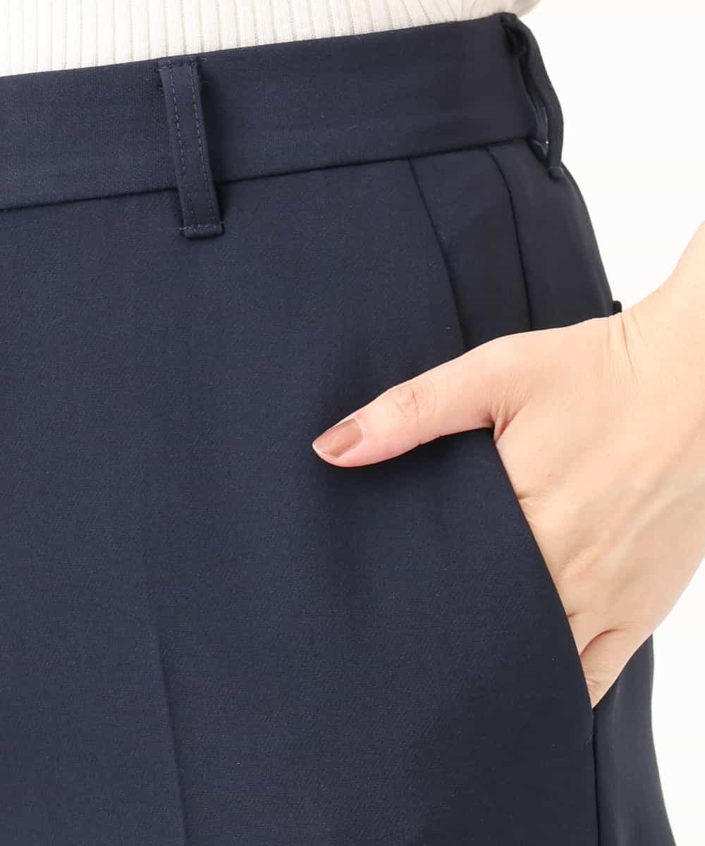 FILAG15090 OFUON le MK(オフオン　ル　エムケー) [名品シリーズ]ストレッチワイドパンツ（無地・チェック）/洗濯機で洗える ネイビー（無地）