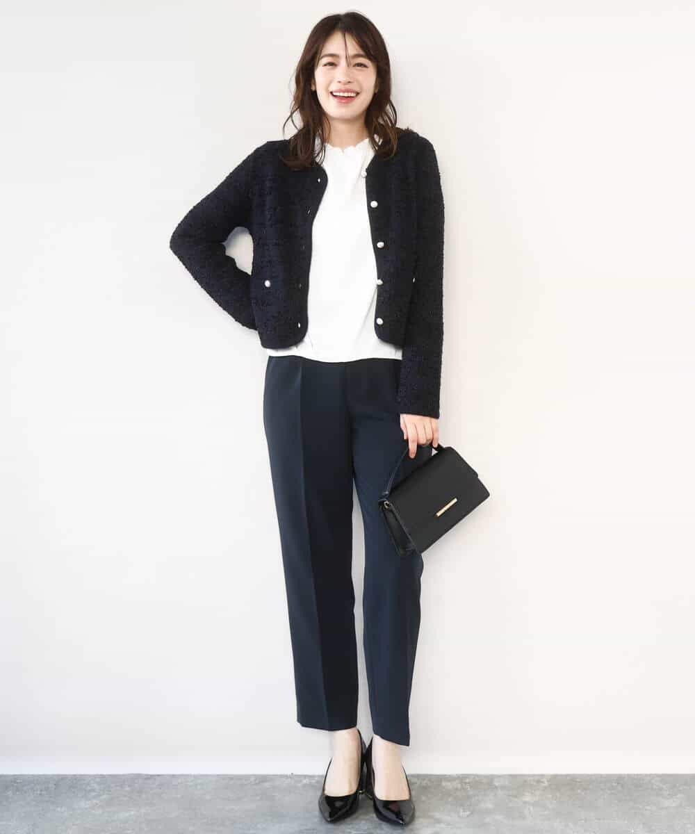 FILFD03090 OFUON le MK(オフオン　ル　エムケー) ダブルクロス テーパードパンツ/洗える ベージュ