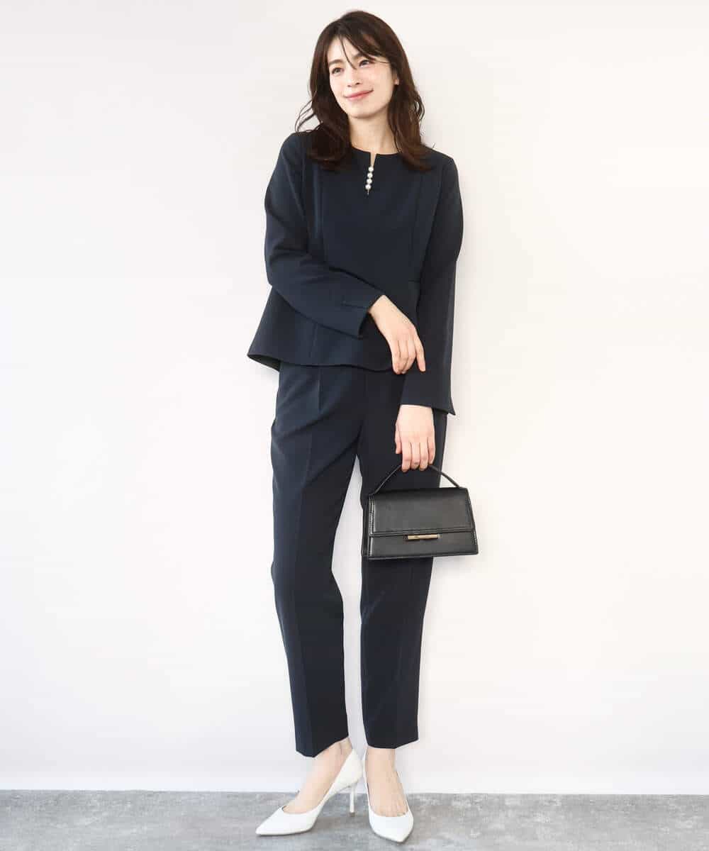 FILFD03090 OFUON le MK(オフオン　ル　エムケー) ダブルクロス テーパードパンツ/洗える ベージュ