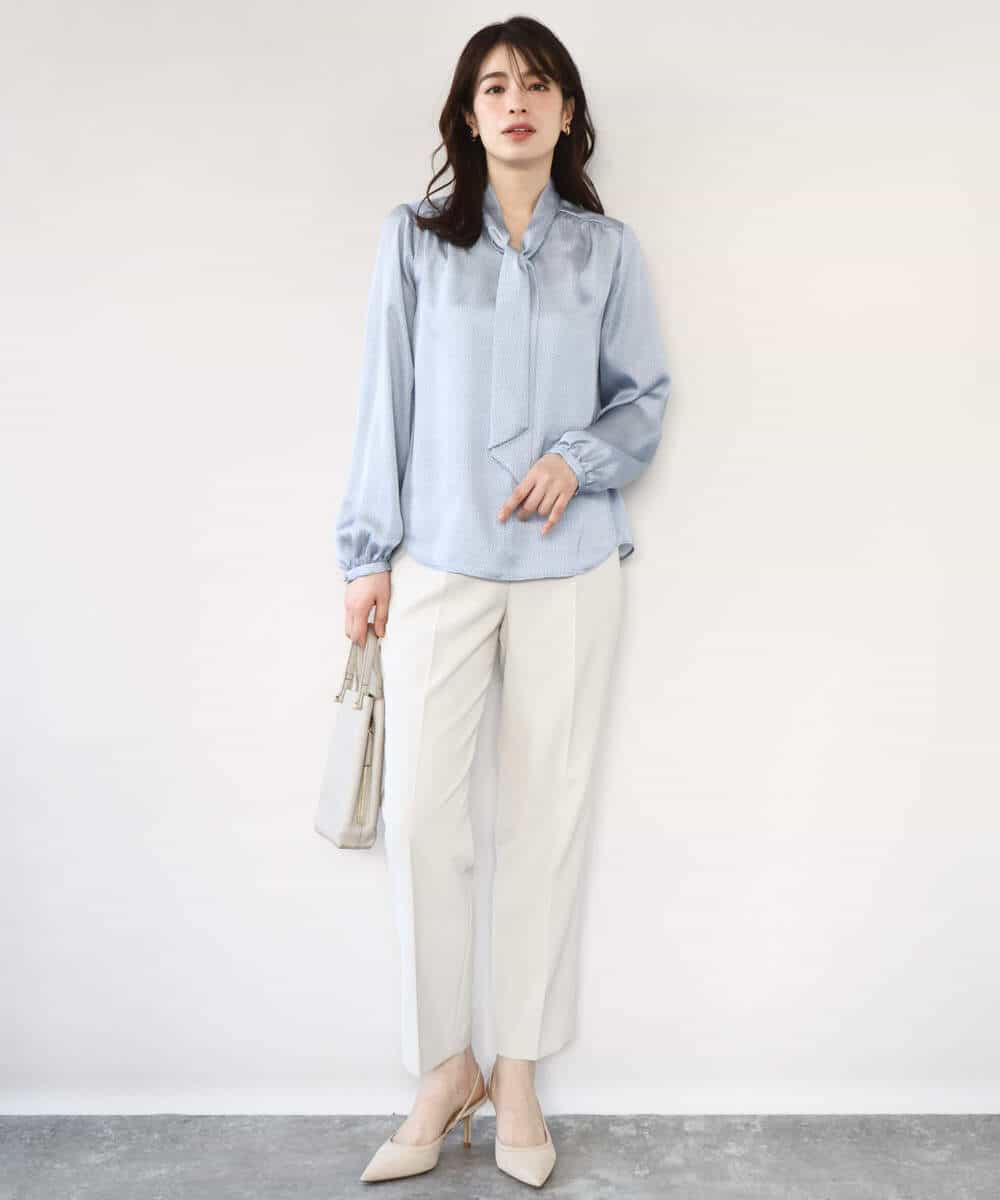 FILFD03090 OFUON le MK(オフオン　ル　エムケー) ダブルクロス テーパードパンツ/洗える ベージュ