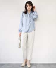 FILFD03090 OFUON le MK(オフオン　ル　エムケー) ダブルクロス テーパードパンツ/洗える ベージュ