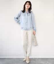 FILFD03090 OFUON le MK(オフオン　ル　エムケー) ダブルクロス テーパードパンツ/洗える ベージュ