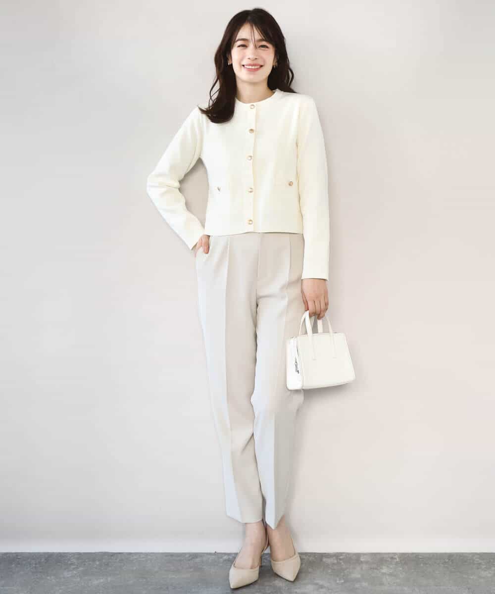 FILFD03090 OFUON le MK(オフオン　ル　エムケー) ダブルクロス テーパードパンツ/洗える ベージュ